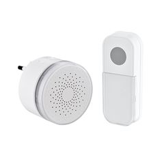 Solight bezdrôtový mini zvonček, do zásuvky, 180m, biely, learning code