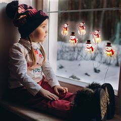 Solight LED okenná reťaz snehuliaci, 6x LED, prísavná, 120cm, 2x AA