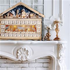 Solight LED adventný kalendár - horská chata,  10x LED, 50x40cm, 2x AA