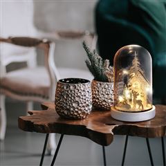 Solight LED vianočné dekorácie, zasnežená krajina s domčekom, 18cm, 10x LED, 2x AAA