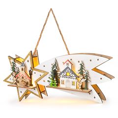 Solight LED vianočná kométa, 10x LED, drevená, 30cm