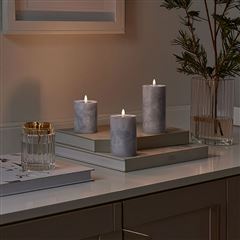 Solight sada LED sviečok s časovačom, 3ks, 10/13/15cm, sivá, 2x AA 