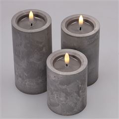 Solight sada LED sviečok s časovačom, 3ks, 10/13/15cm, sivá, 2x AA 