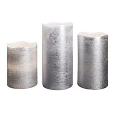 Solight sada LED sviečok, 3ks, 10/13/16cm, strieborná, 3x AAA 