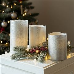 Solight sada LED sviečok, 3ks, 10/13/16cm, strieborná, 3x AAA 