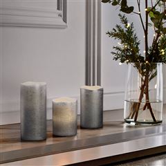 Solight sada LED sviečok, 3ks, 10/13/16cm, strieborná, 3x AAA 