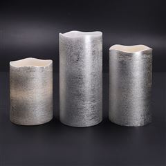 Solight sada LED sviečok, 3ks, 10/13/16cm, strieborná, 3x AAA 