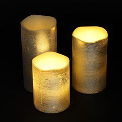 Solight sada LED sviečok, 3ks, 10/13/16cm, strieborná, 3x AAA 