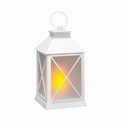 Solight LED vianočný lampáš biely, 20cm, časovač, 2x AA