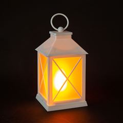 Solight LED vianočný lampáš biely, 20cm, časovač, 2x AA