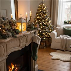 Solight LED vianočný lampáš biely, 20cm, časovač, 2x AA