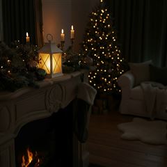 Solight LED vianočný lampáš biely, 20cm, časovač, 2x AA