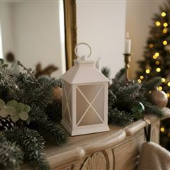 Solight LED vianočný lampáš biely, 20cm, časovač, 2x AA