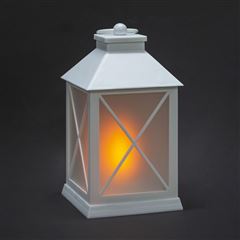 Solight LED vianočný lampáš biely, 20cm, časovač, 2x AA