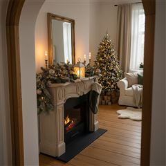 Solight LED vianočný lampáš biely, 20cm, časovač, 2x AA