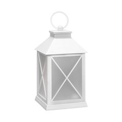 Solight LED vianočný lampáš biely, 20cm, časovač, 2x AA