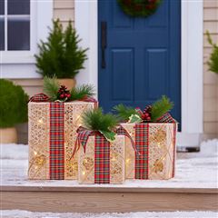 Solight sada 3 LED vianočných darčekov, 48x LED, IP44