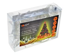 Solight LED vianočná reťaz, hviezdy, 1,5m, 10x LED, 2x AA, biele svetlo