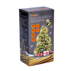 Solight LED vonkajšia vianočná reťaz, 50LED, 5m, 3m prívod, 8 funkcií, IP44, 3x AA, teplá biela