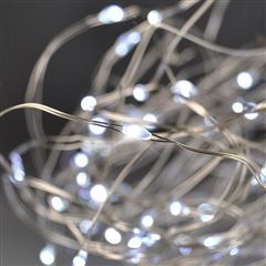 Solight vianočná reťaz strieborná, 100x mini LED, 10m, 3 x AA, studené svetlo