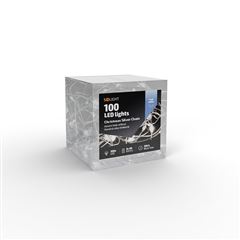 Solight vianočná reťaz strieborná, 100x mini LED, 10m, 3 x AA, studené svetlo