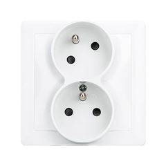 Solight dvojzásuvka Slim, pootočená horná zásuvka, biela