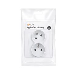 Solight dvojzásuvka Slim, pootočená horná zásuvka, biela