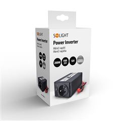 Solight invertor 12V, USB 500mA, kovový, čierny, max. zaťaženie: 200W