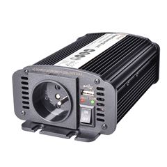 Solight invertor 12V, USB 500mA, kovový, čierny, max. zaťaženie: 300W