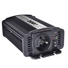 Solight invertor 12V, USB 500mA, kovový, čierny, max. zaťaženie: 300W