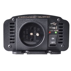 Solight invertor 12V, USB 500mA, kovový, čierny, max. zaťaženie: 300W