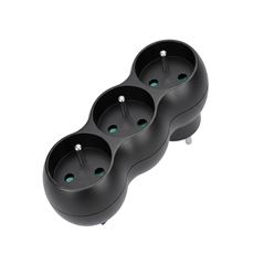 Solight rozbočovač s podperou, 3 x 10A, matný čierny