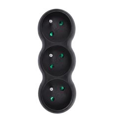 Solight rozbočovač s podperou, 3 x 10A, matný čierny