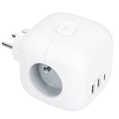 Solight rozbočka kocka, 3x 16A + USB A+C, biela, vypínač