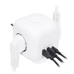 Solight rozbočka kocka, 3x 16A + USB A+C, biela, vypínač