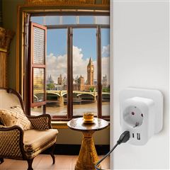 Solight cestovný adaptér s USB do Veľkej Británie, typ G