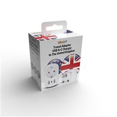 Solight cestovný adaptér s USB do Veľkej Británie, typ G