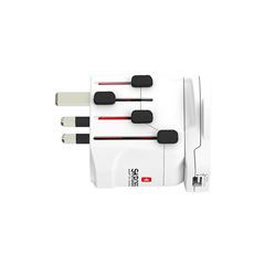 SKROSS cestovný adaptér PRO - World & USB, univerzálny, uzemnený, USB-A 12W