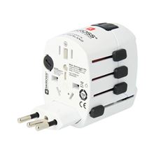 SKROSS cestovný adaptér PRO - World & USB, univerzálny, uzemnený, USB-A 12W