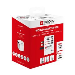 SKROSS cestovný adaptér MUV USB AC, univerzálny, neuzemnený, USB A+C 15W