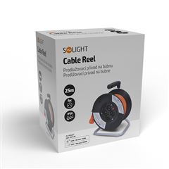 Solight predlžovací prívod na bubne, 4 zásuvky, 25m, oranžový kábel, 3x 1,5mm2