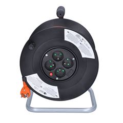 Solight predlžovací prívod na bubne, 4 zásuvky, 50m, oranžový kábel, 3x 1,5mm2