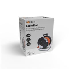 Solight predlžovací prívod na bubne, 4 zásuvky, 50m, oranžový kábel, 3x 1,5mm2