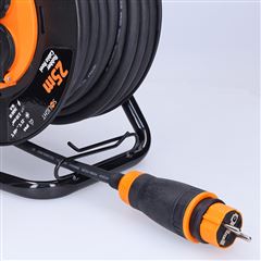 Solight predlžovací prívod - na bubne, 4 zásuvky, 25m kábel guma-neoprén, 3x 2,5mm2, IP44