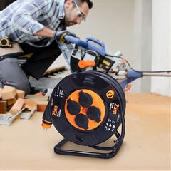 Solight predlžovací prívod - na bubne, 4 zásuvky, 25m kábel guma-neoprén, 3x 2,5mm2, IP44