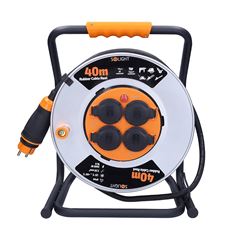 Solight predlžovací prívod - na kovovom bubne, 4 zásuvky, 40m kábel guma-neoprén, 3x 2,5mm2, IP44