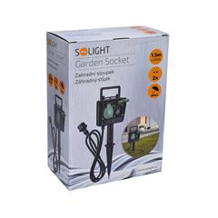 Solight záhradný stĺpik IP44, 2 zásuvky, gumový kábel 1,5m