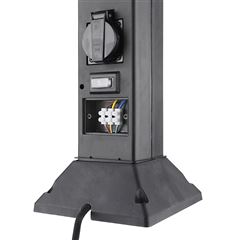Solight záhradný stĺpik IP44 s LED osvetlením, plast, 2 zásuvky, hranol, čierny