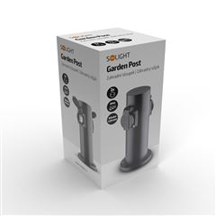 Solight záhradný stĺpik IP44, nerez oceľ, 2 zásuvky, valec, čierny