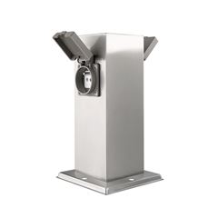 Solight záhradný stĺpik IP44, nerez oceľ, 2 zásuvky, hranol, strieborný